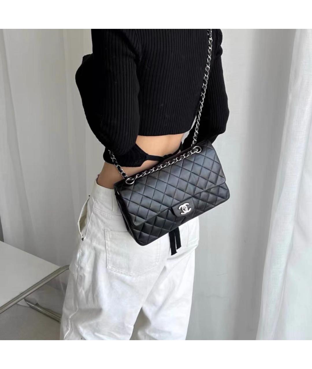 CHANEL Черная кожаная сумка тоут, фото 8