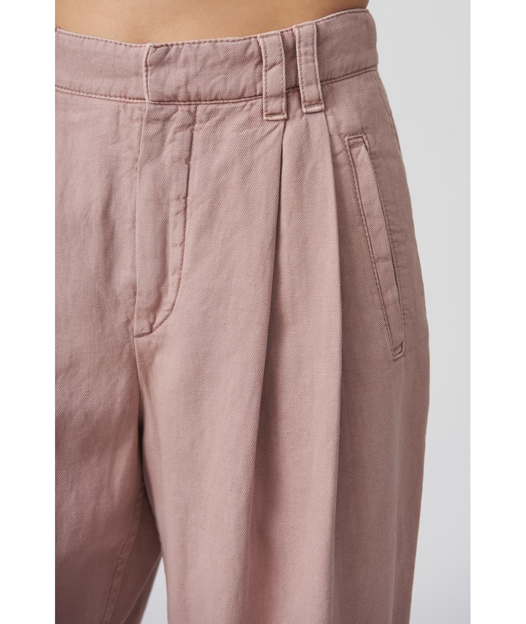 BRUNELLO CUCINELLI Розовые хлопковые брюки широкие, фото 3