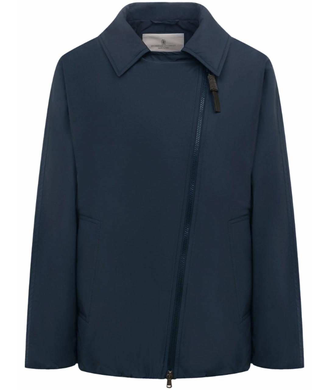 BRUNELLO CUCINELLI Темно-синяя полиэстеровая куртка, фото 1
