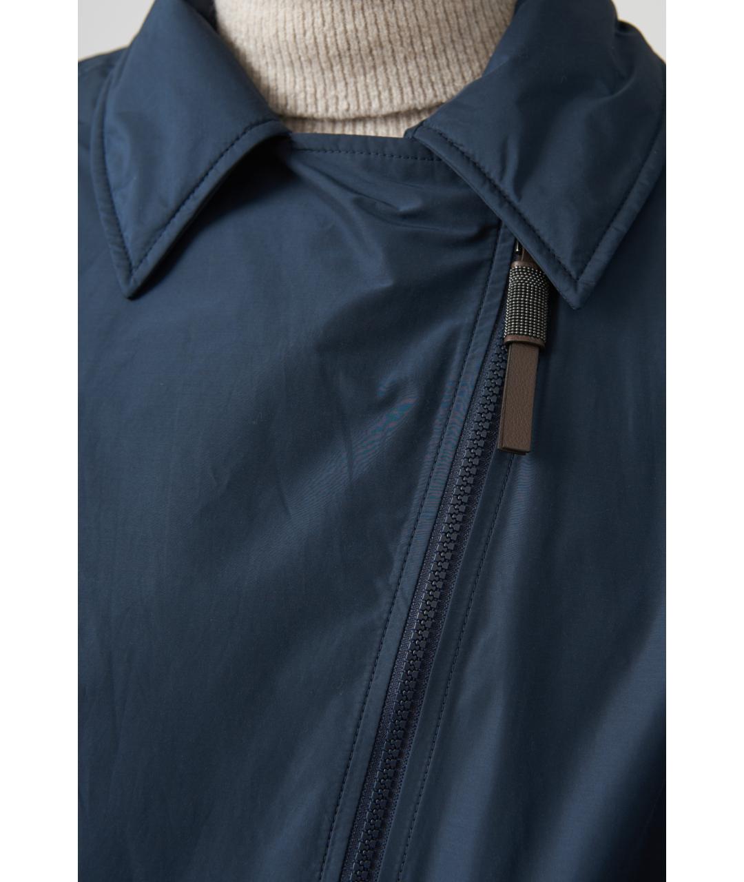 BRUNELLO CUCINELLI Темно-синяя полиэстеровая куртка, фото 5