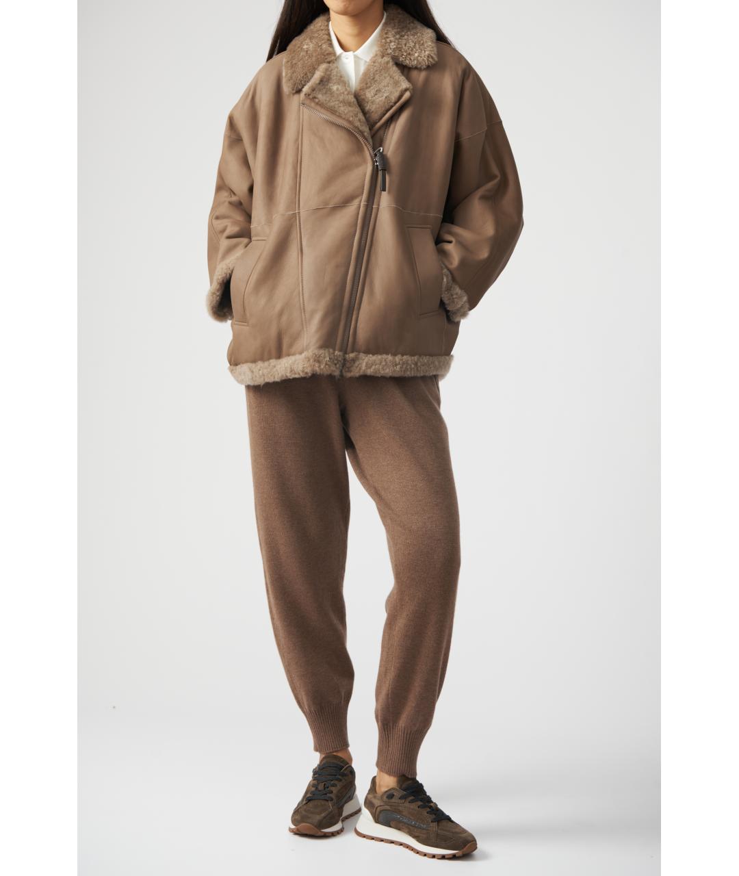 BRUNELLO CUCINELLI Коричневая кожаная дубленка, фото 6