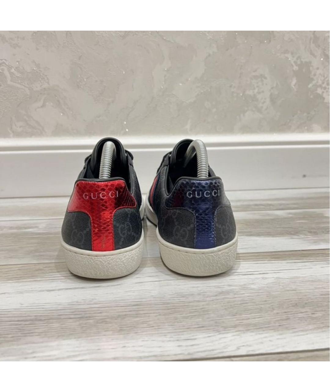 GUCCI Антрацитовые низкие кроссовки / кеды, фото 4