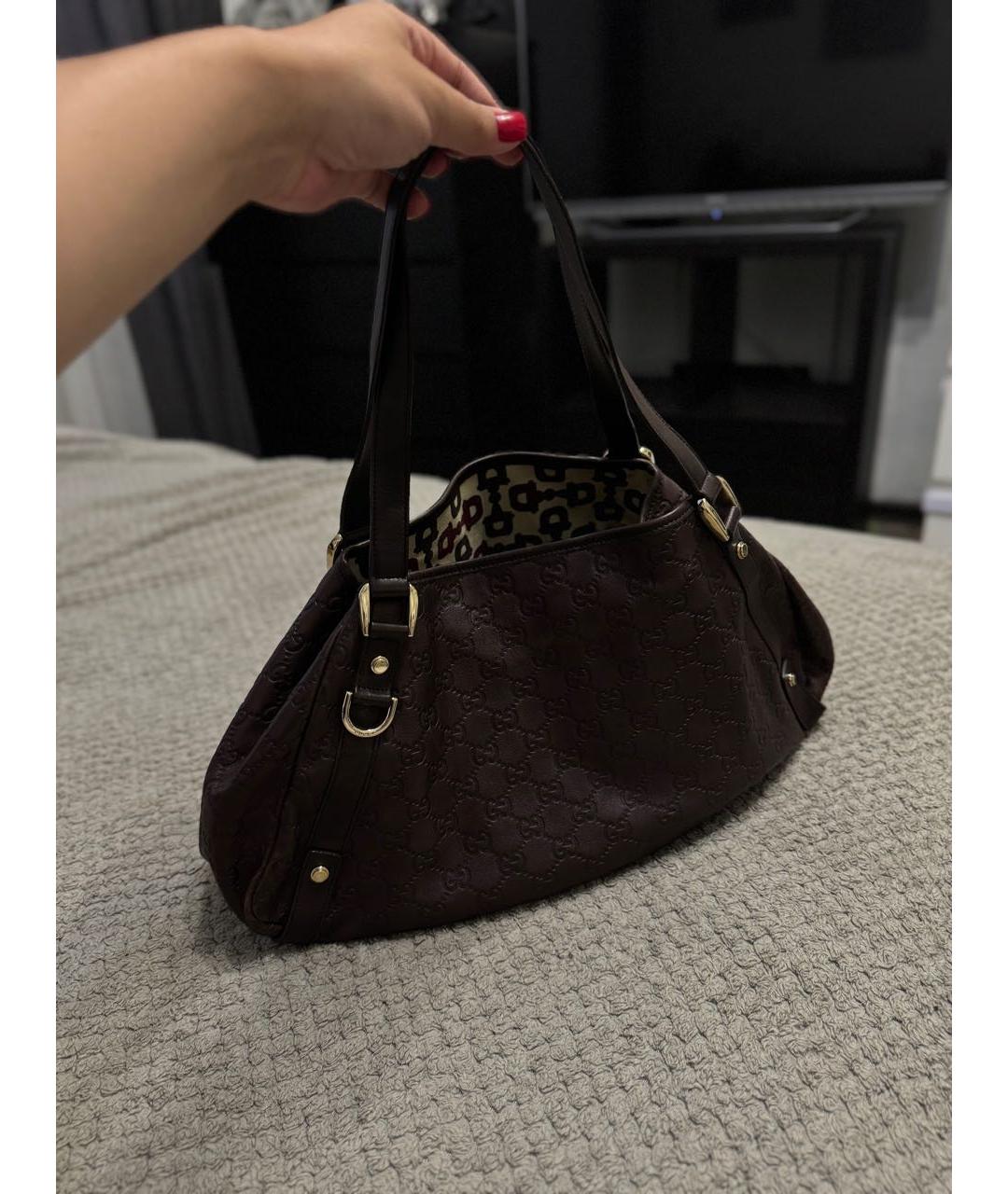 GUCCI Коричневая кожаная сумка тоут, фото 3
