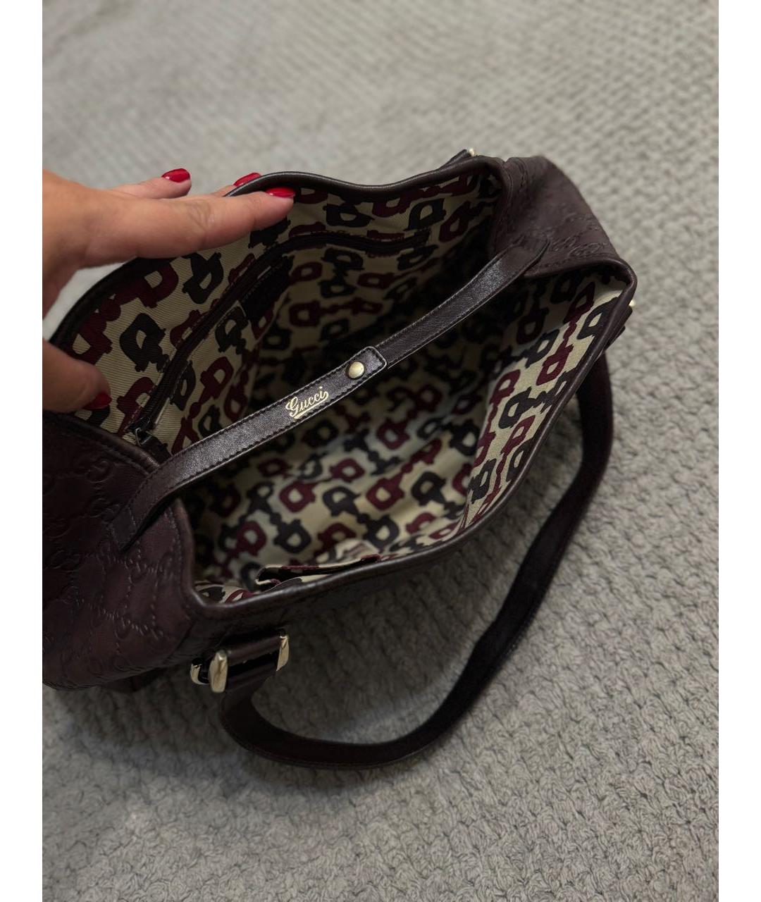 GUCCI Коричневая кожаная сумка тоут, фото 4