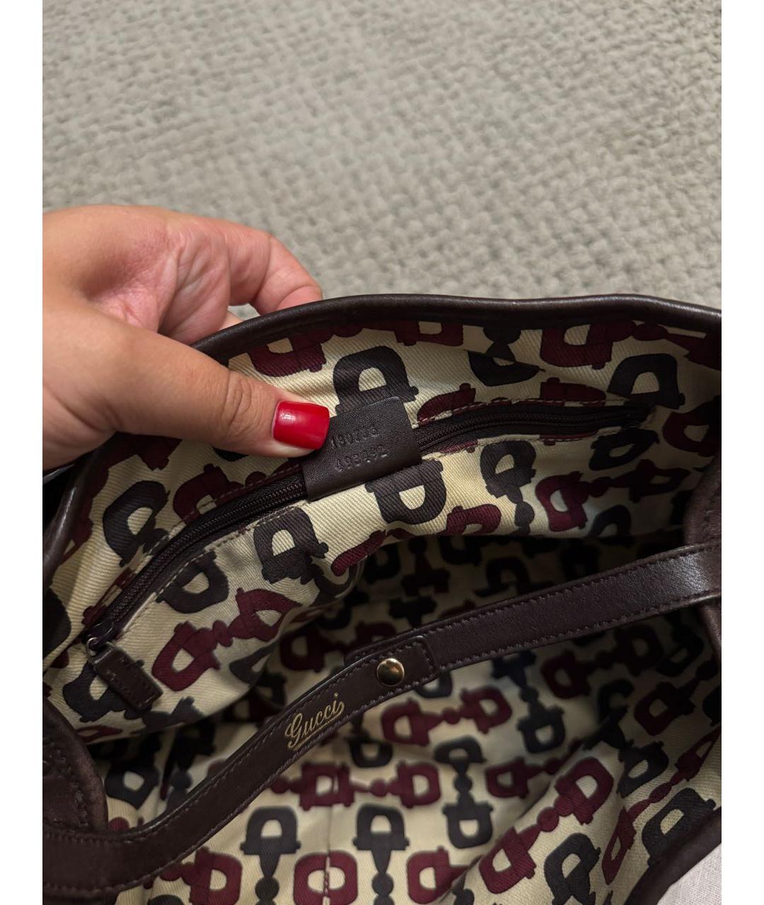 GUCCI Коричневая кожаная сумка тоут, фото 6