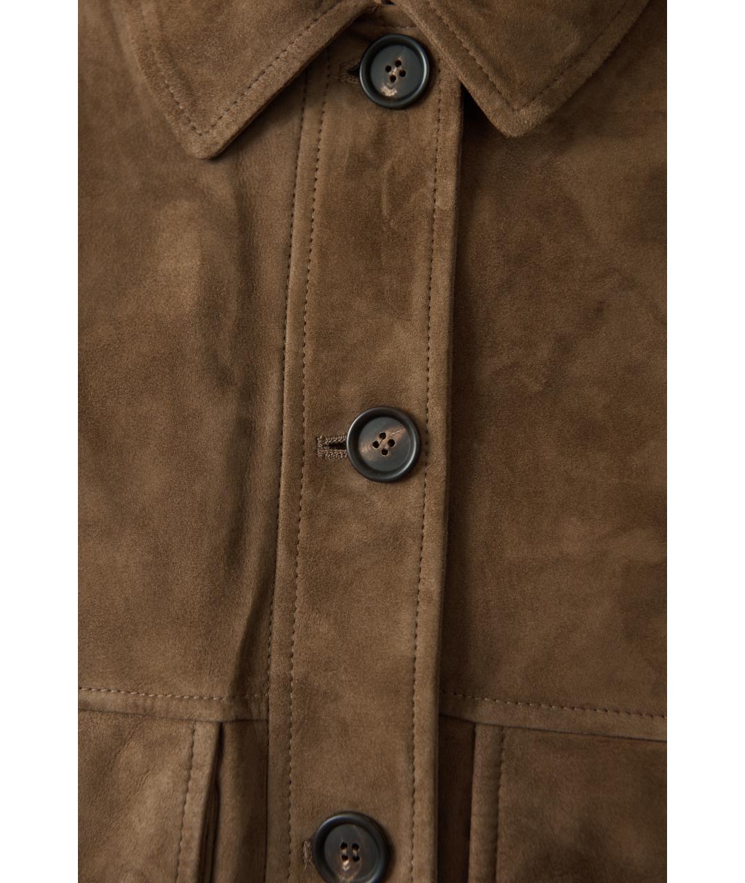 BRUNELLO CUCINELLI Коричневая кожаная куртка, фото 4