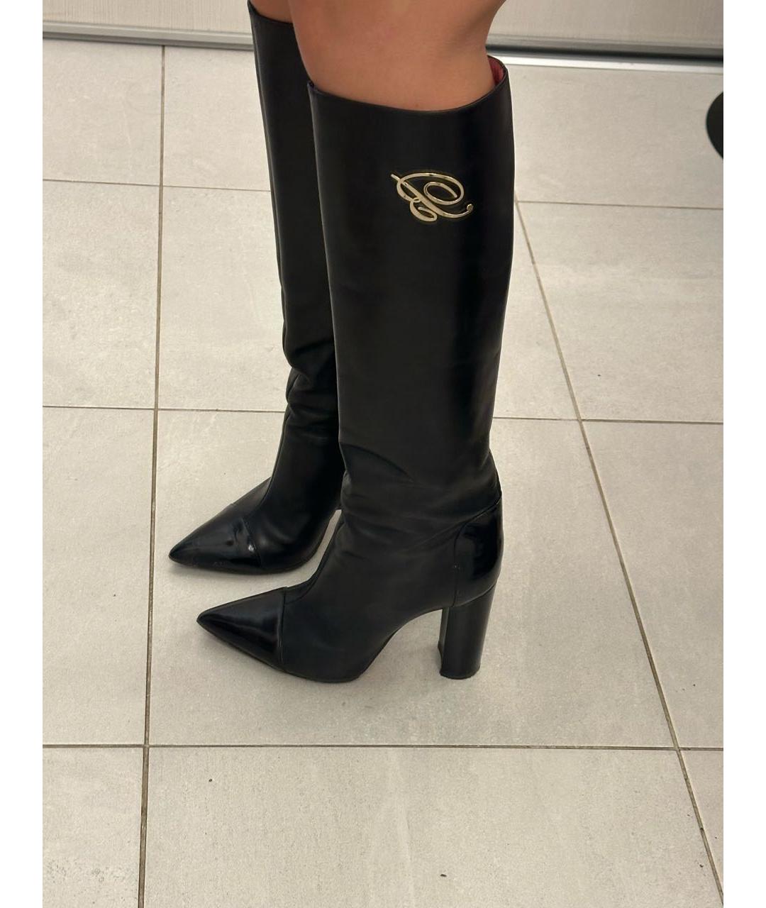 BLUMARINE Черные кожаные сапоги, фото 8
