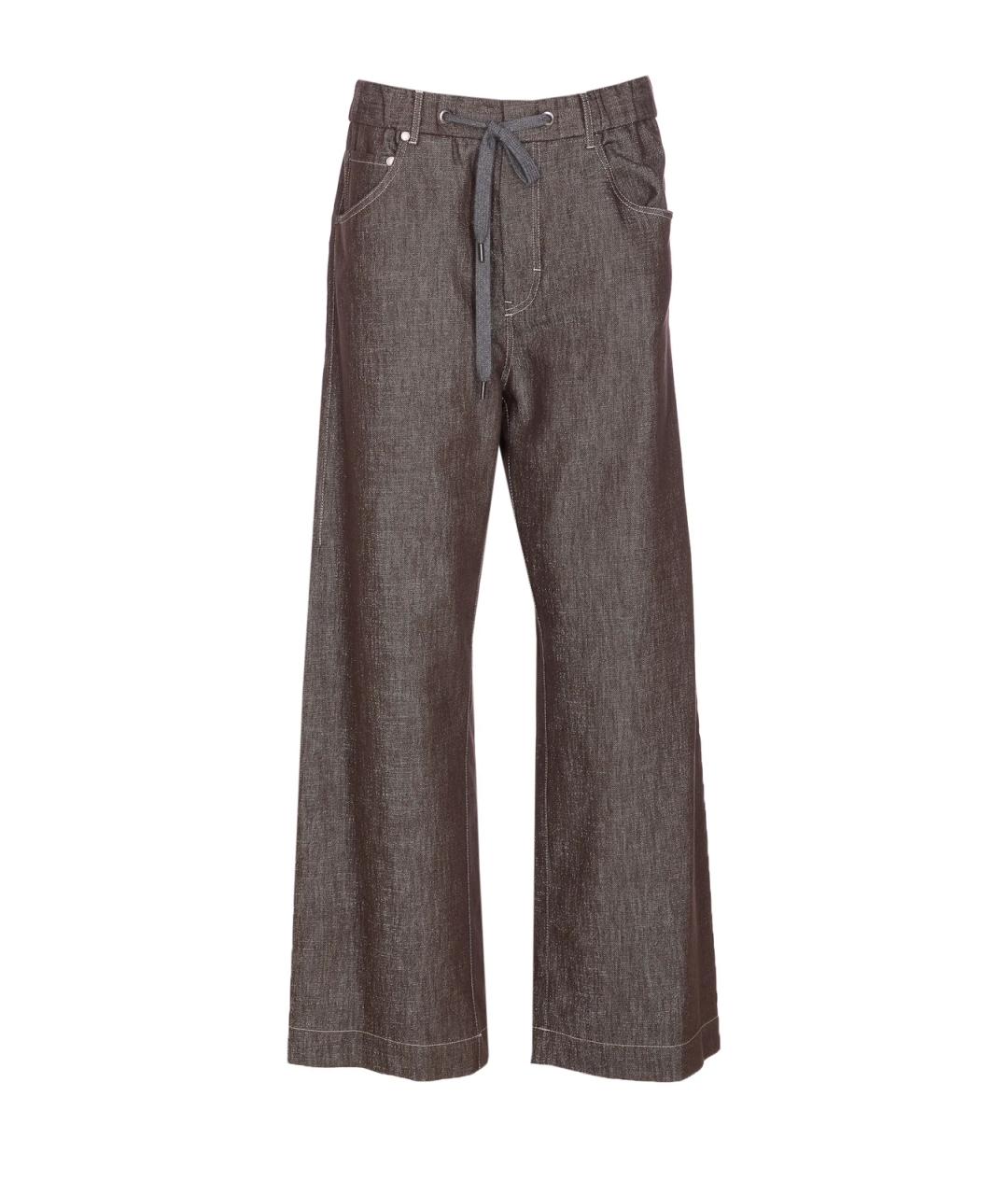 BRUNELLO CUCINELLI Коричневые ацетатные прямые брюки, фото 1