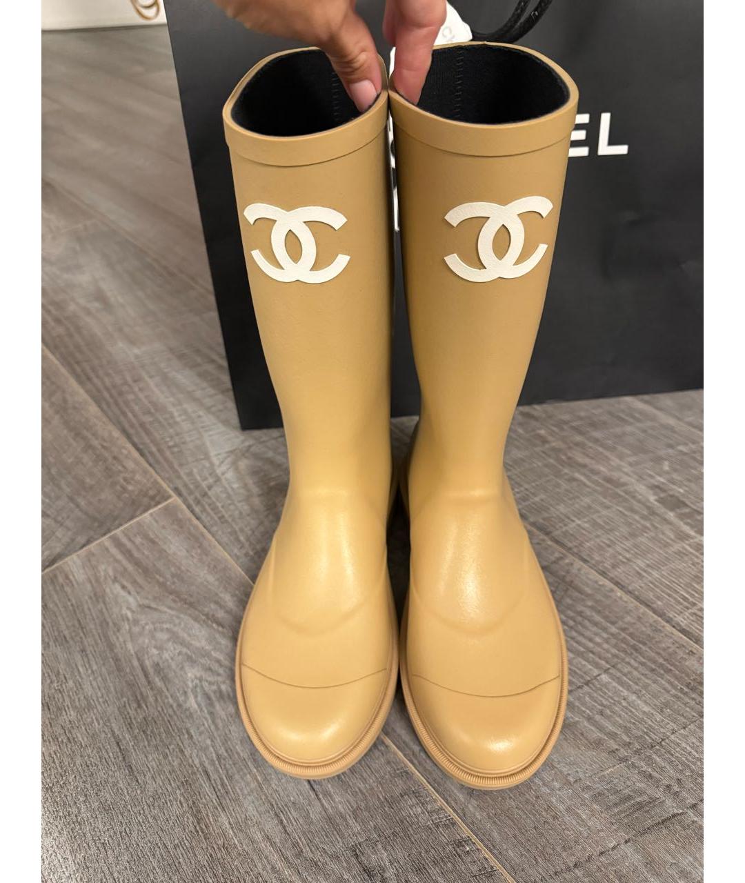 CHANEL Бежевые сапоги, фото 5