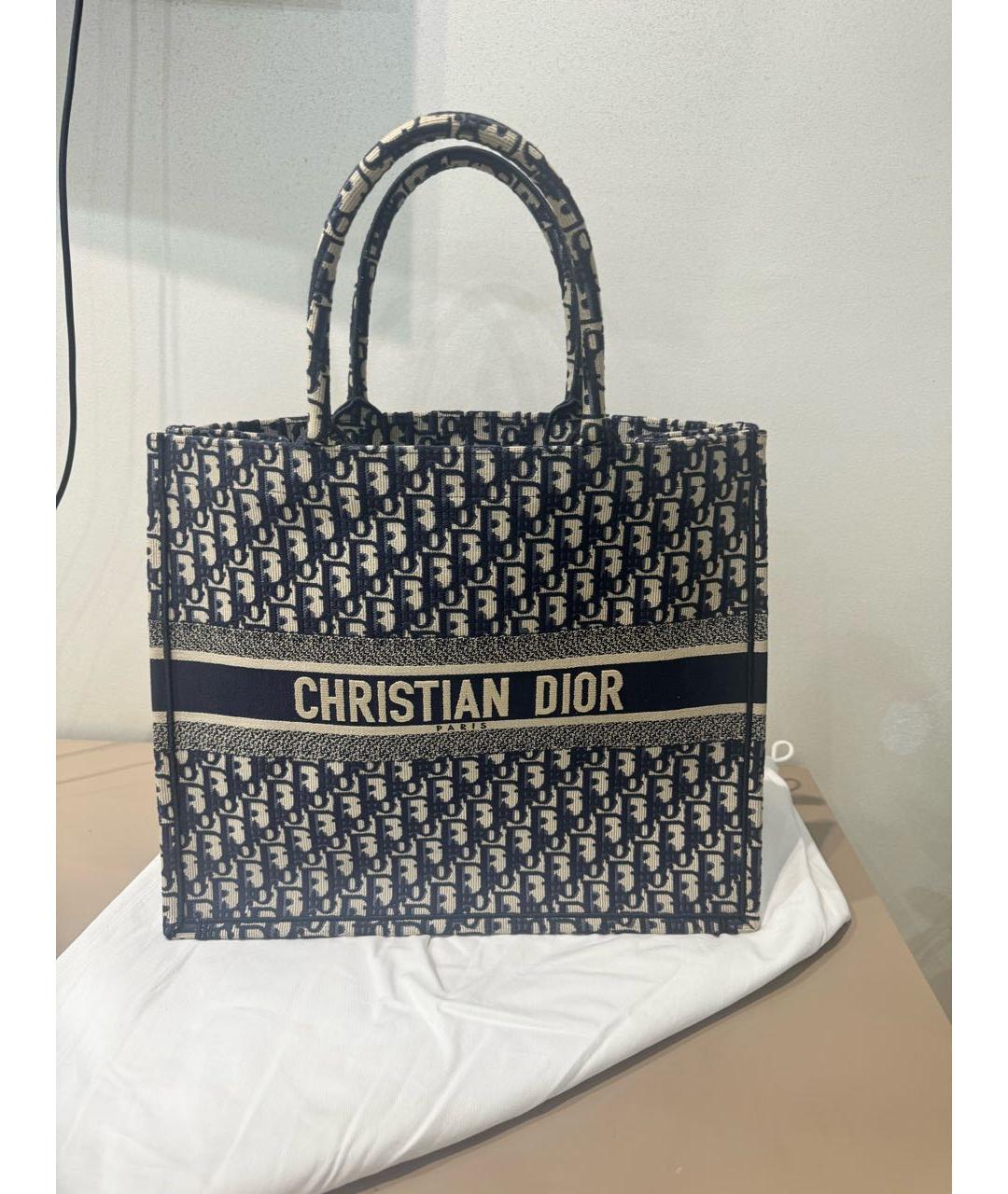CHRISTIAN DIOR Темно-синяя тканевая сумка тоут, фото 2