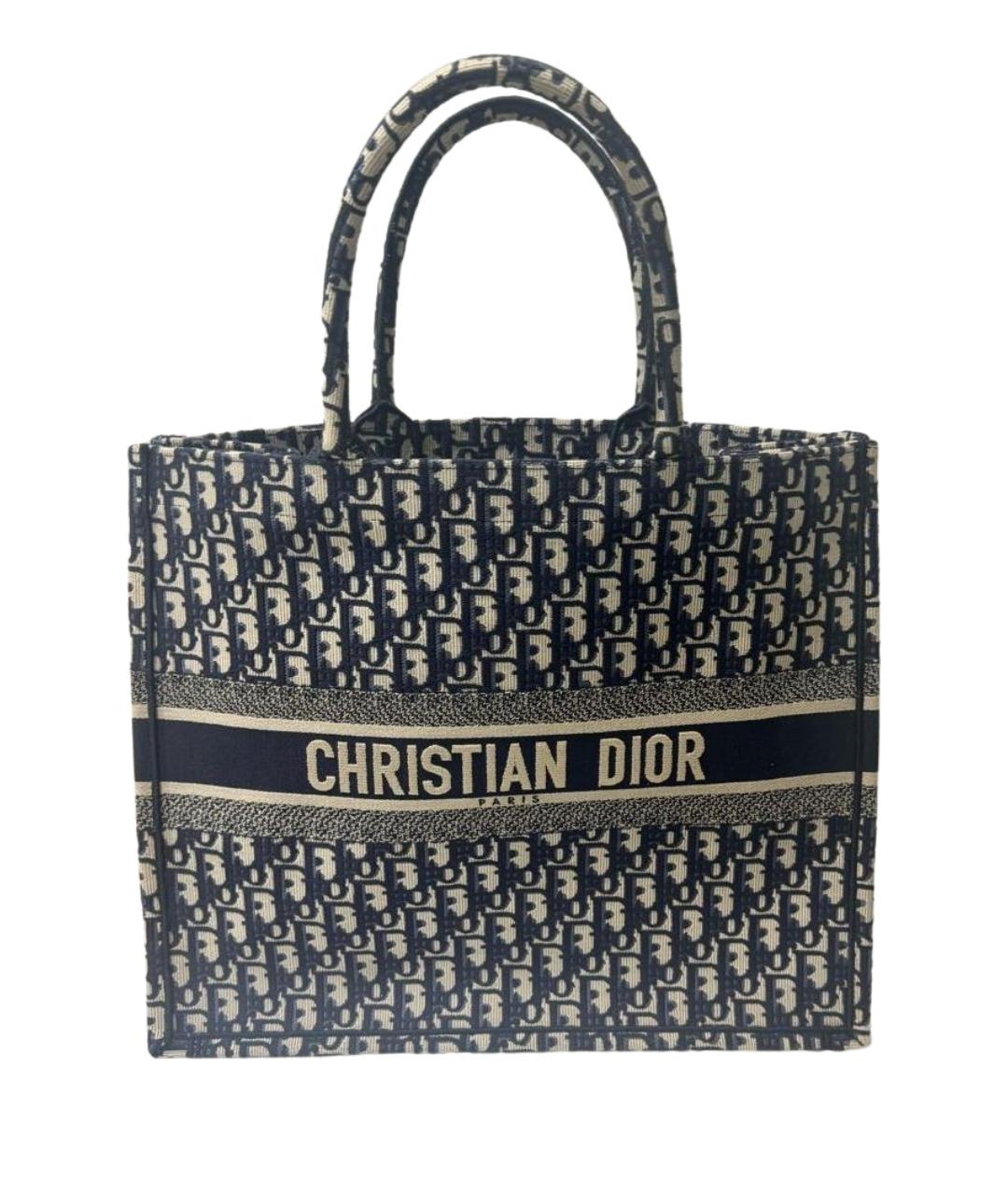 CHRISTIAN DIOR Темно-синяя тканевая сумка тоут, фото 5