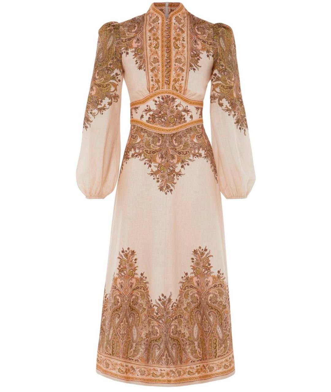 ZIMMERMANN Бежевое льняное повседневное платье, фото 1