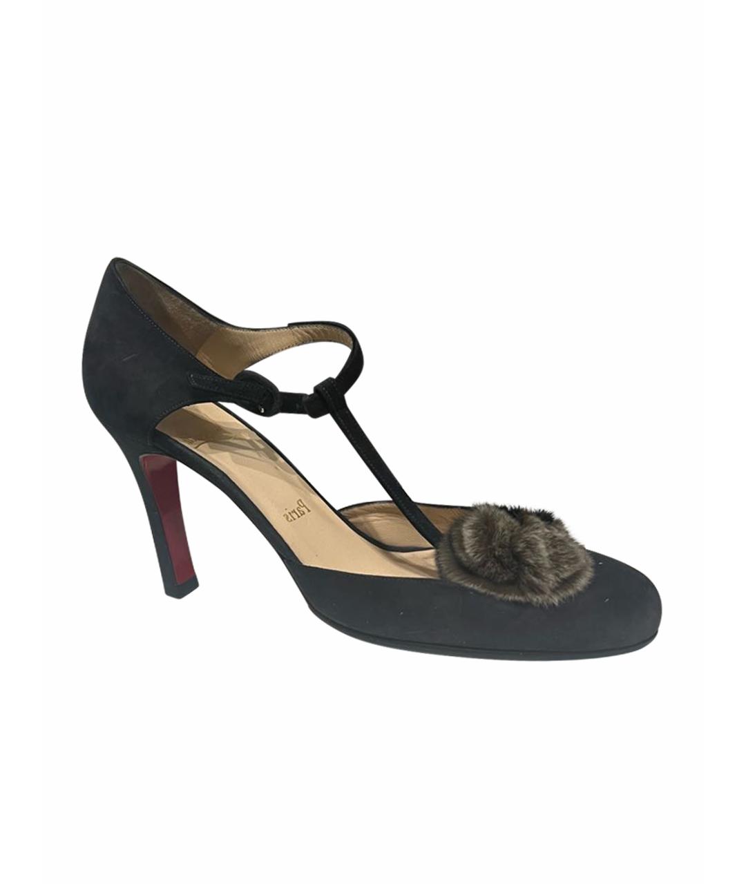 CHRISTIAN LOUBOUTIN Черные замшевые туфли, фото 1