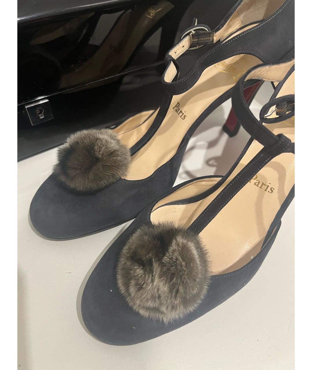 CHRISTIAN LOUBOUTIN Черные замшевые туфли, фото 4