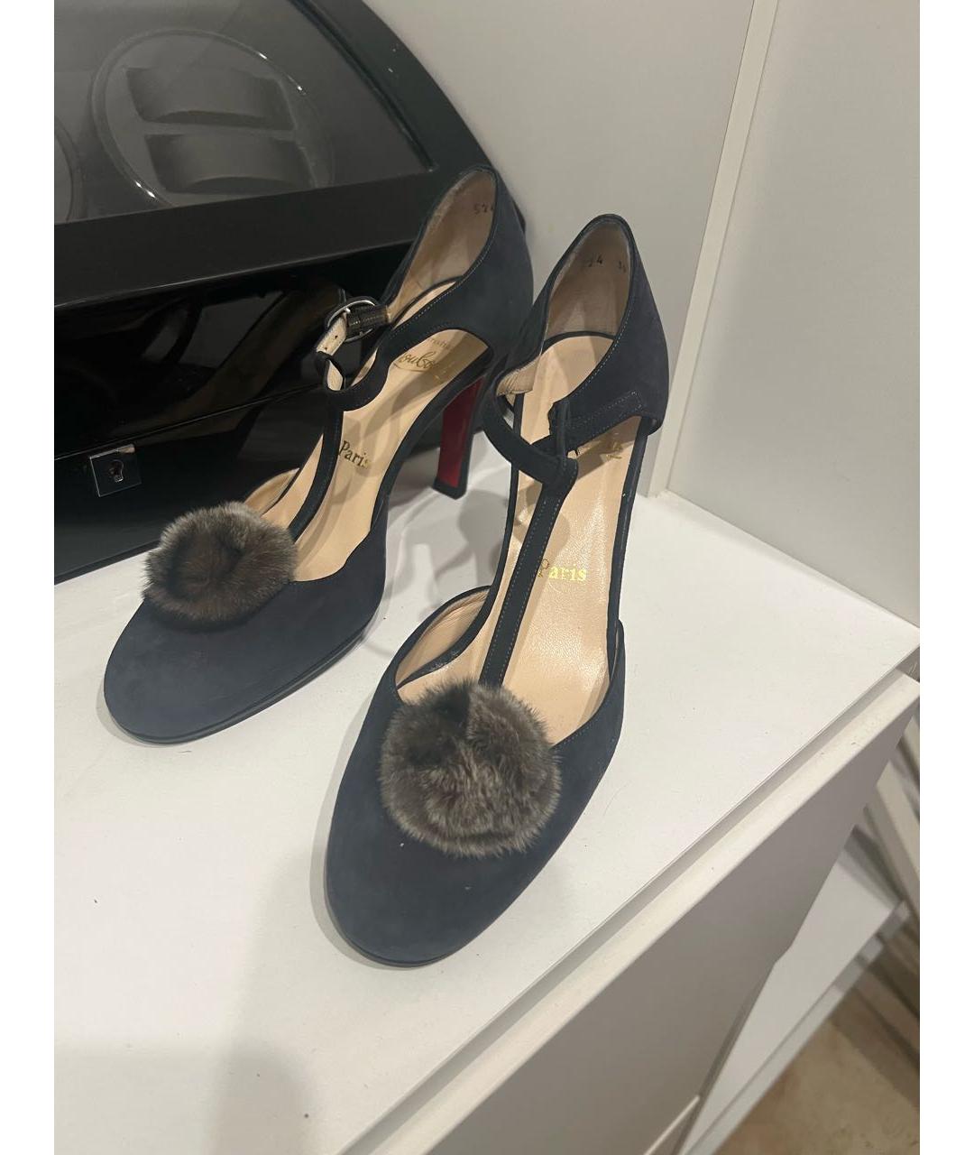 CHRISTIAN LOUBOUTIN Черные замшевые туфли, фото 2