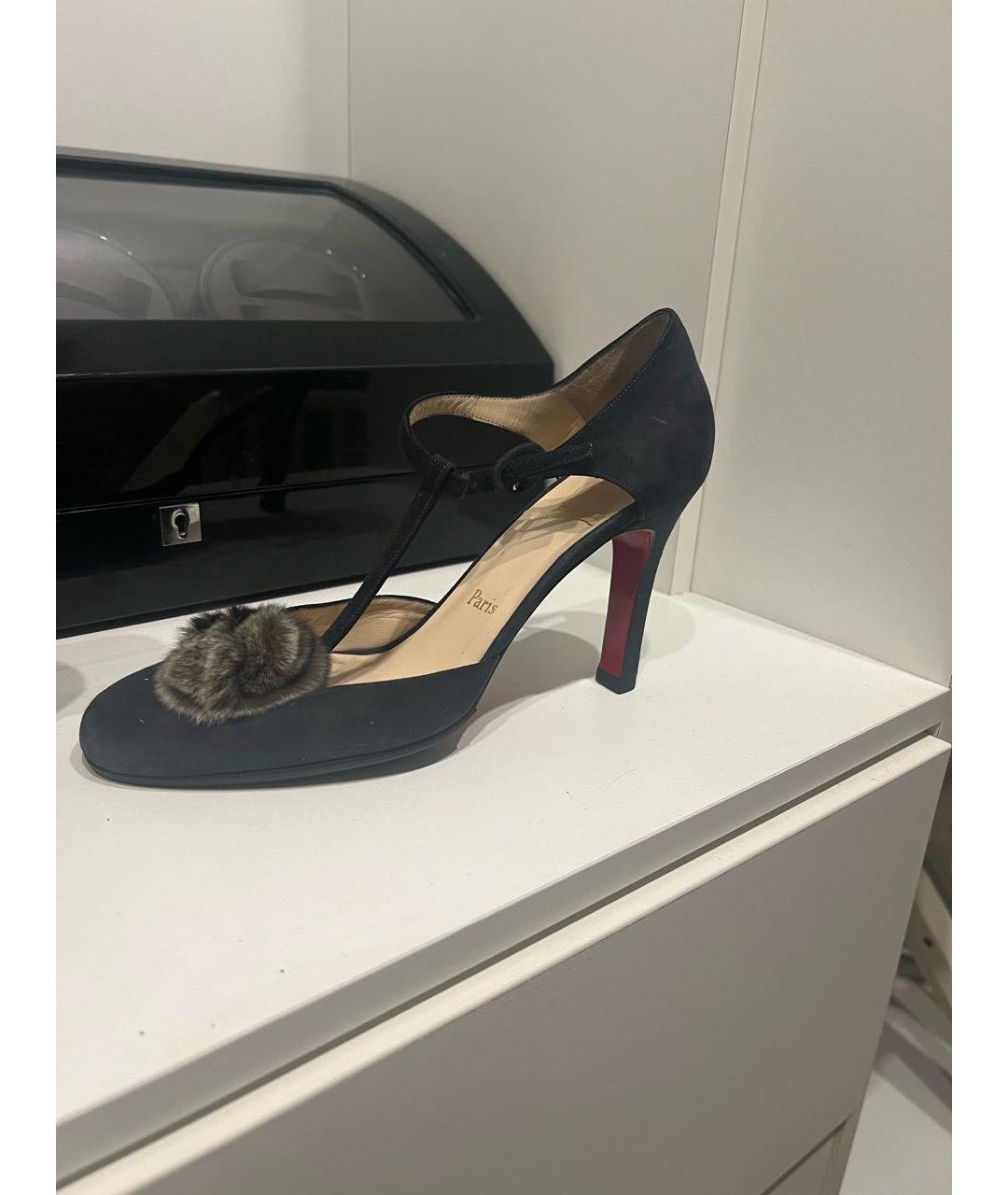 CHRISTIAN LOUBOUTIN Черные замшевые туфли, фото 8