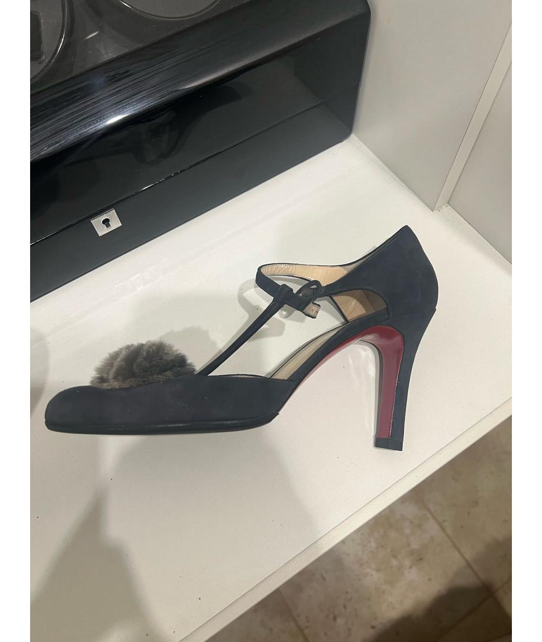 CHRISTIAN LOUBOUTIN Черные замшевые туфли, фото 3