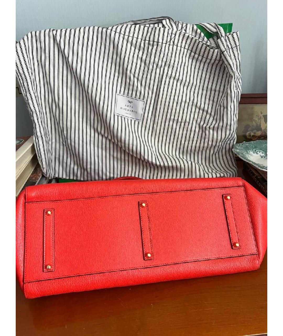 ANYA HINDMARCH Красная кожаная сумка тоут, фото 5