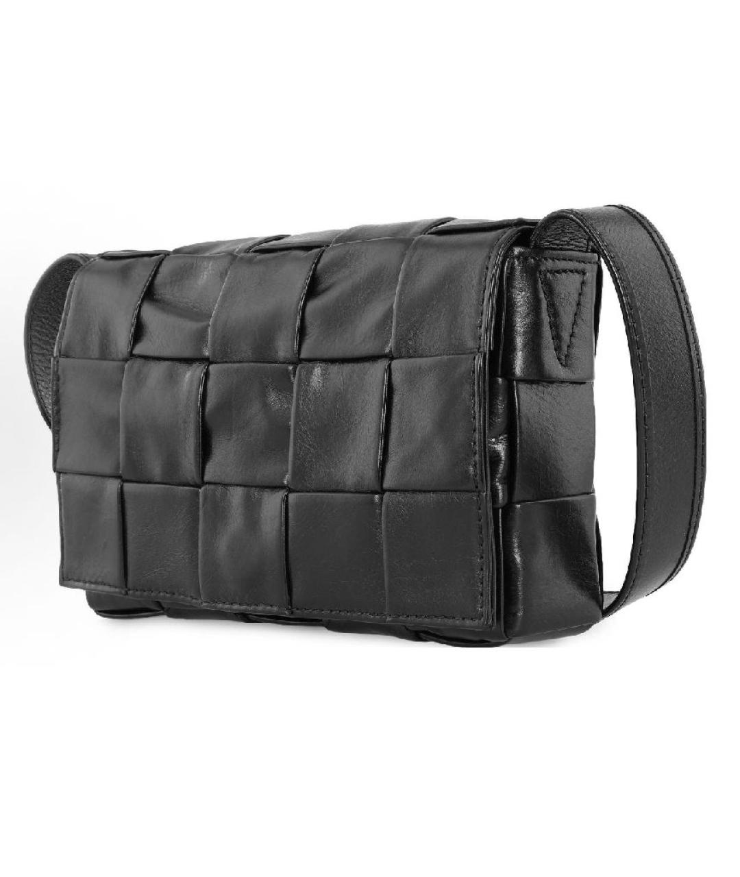 BOTTEGA VENETA Черная кожаная сумка через плечо, фото 2