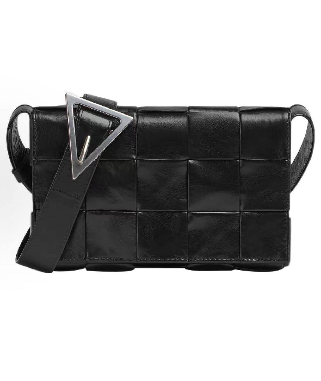 BOTTEGA VENETA Черная кожаная сумка через плечо, фото 8