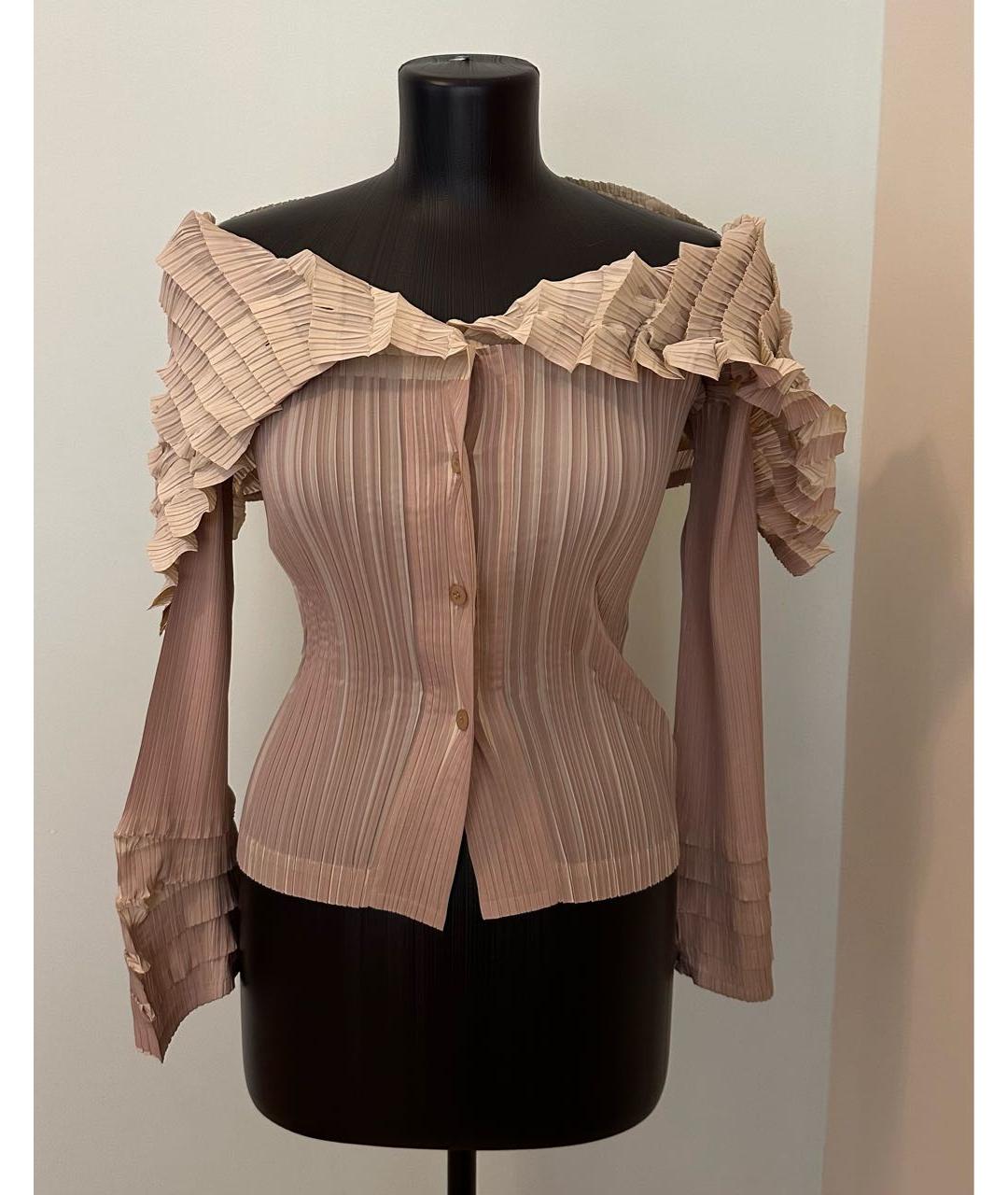 ISSEY MIYAKE Бежевая полиэстеровая блузы, фото 5