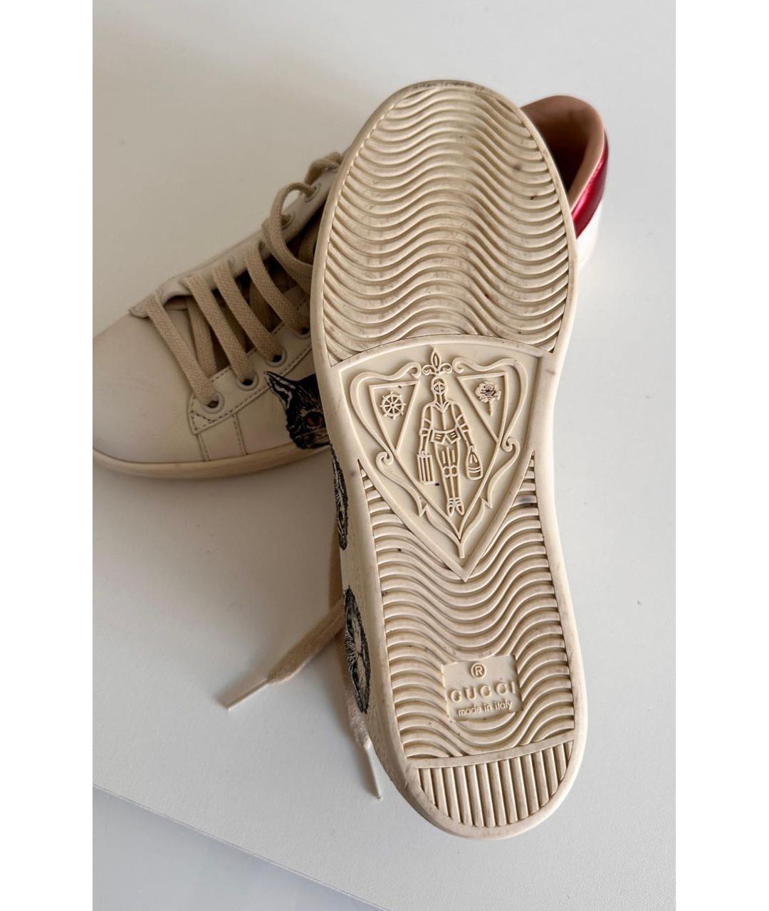 GUCCI Белые кожаные кеды, фото 3