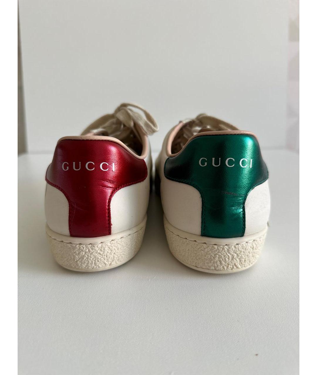 GUCCI Белые кожаные кеды, фото 6