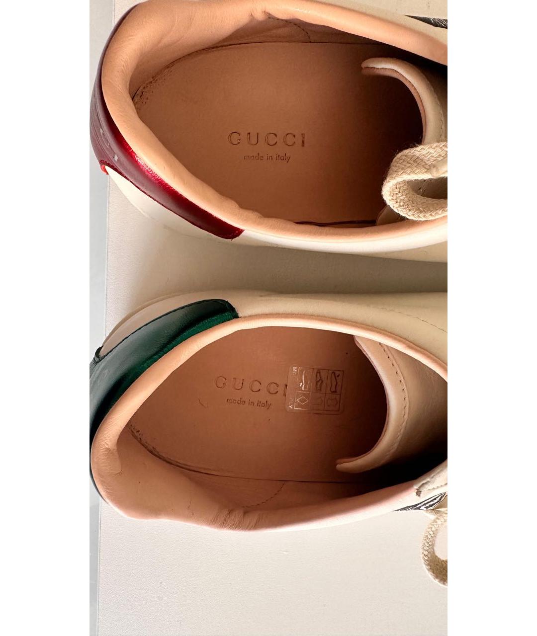 GUCCI Белые кожаные кеды, фото 5