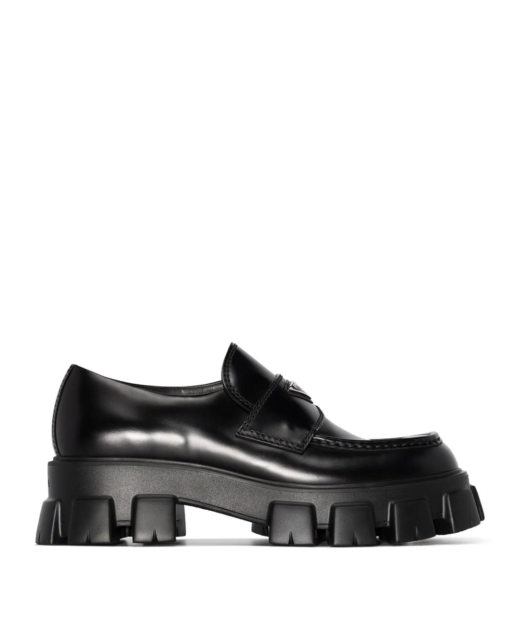 PRADA Черные кожаные лоферы, фото 1