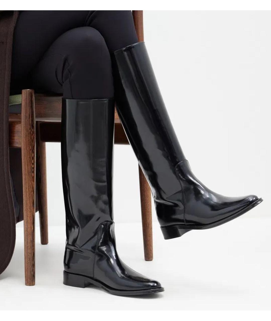 SAINT LAURENT Черные сапоги из лакированной кожи, фото 5