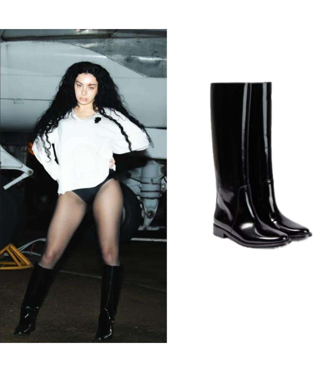 SAINT LAURENT Черные сапоги из лакированной кожи, фото 8