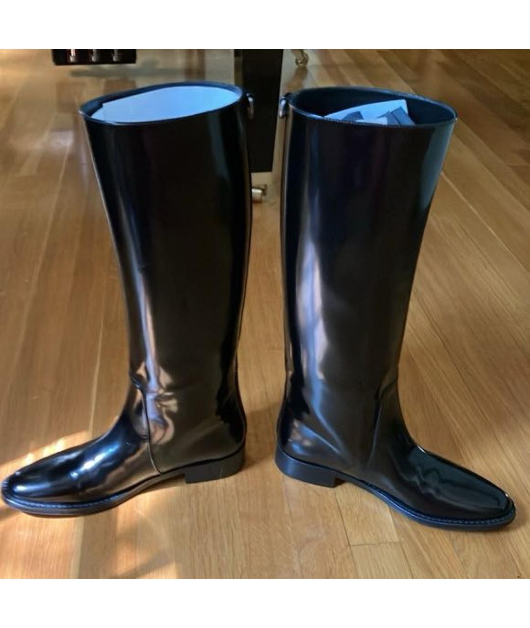 SAINT LAURENT Черные сапоги из лакированной кожи, фото 2