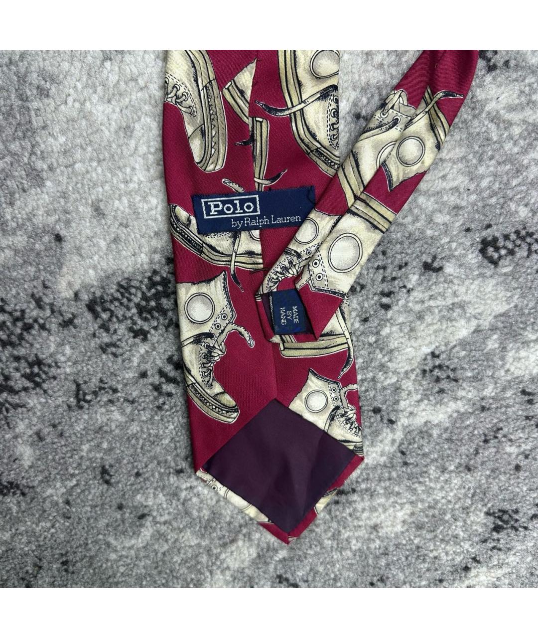 POLO RALPH LAUREN Бордовый шелковый галстук, фото 5