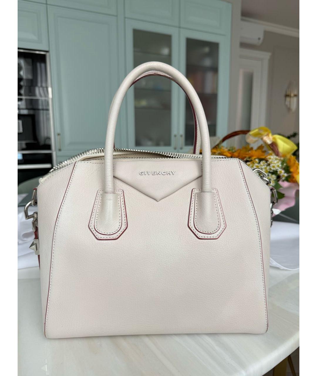 GIVENCHY Белая кожаная сумка с короткими ручками, фото 9