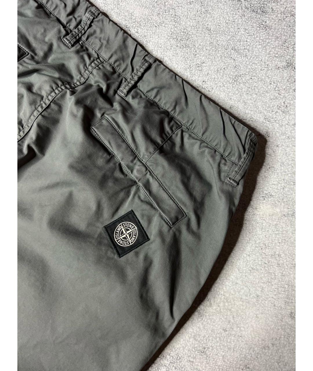 STONE ISLAND Серые хлопко-эластановые брюки чинос, фото 6