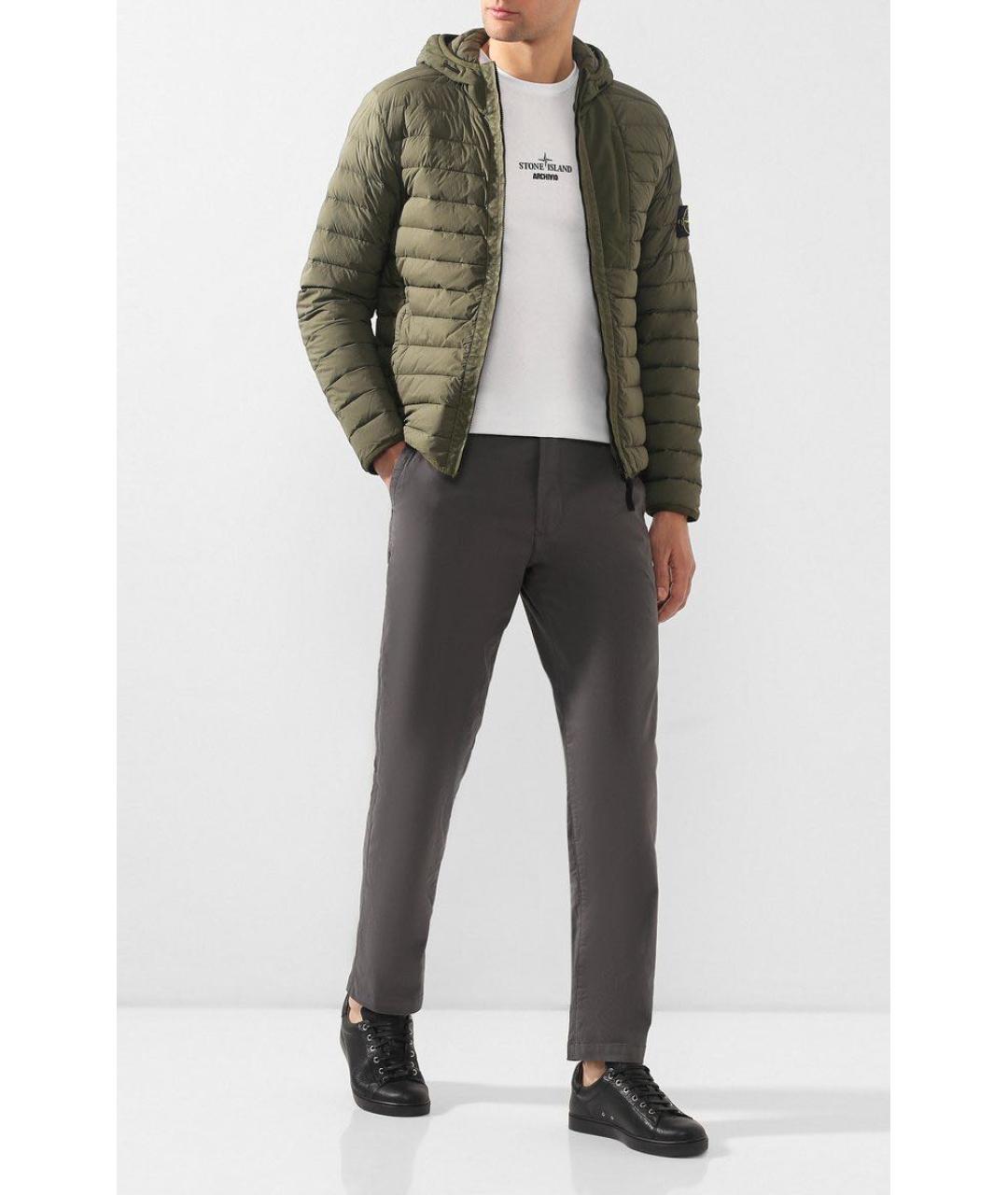 STONE ISLAND Серые хлопко-эластановые брюки чинос, фото 3