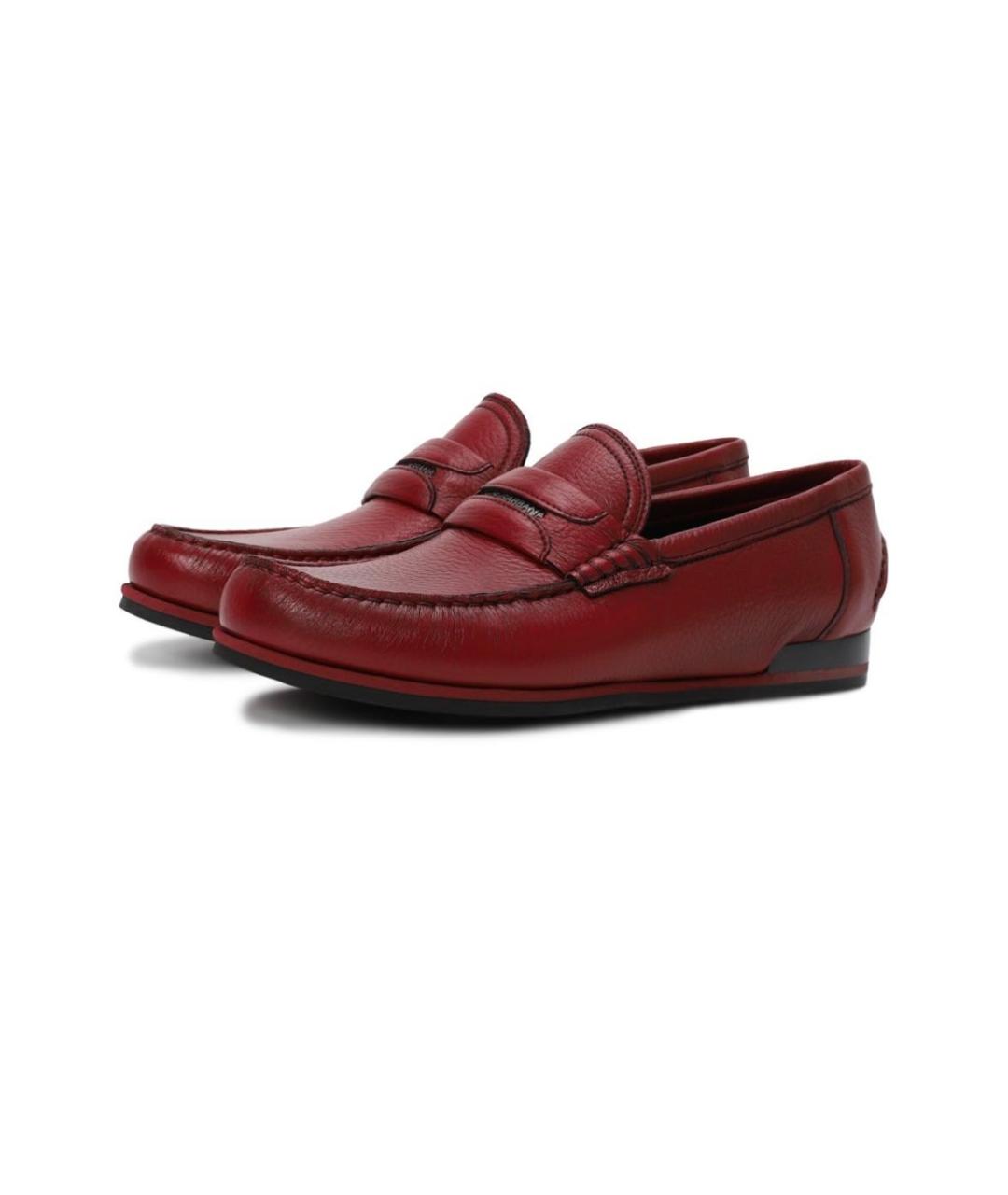 DOLCE&GABBANA Бордовые кожаные мокасины, фото 2