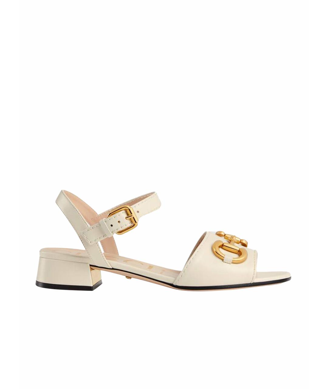GUCCI Бежевые кожаные босоножки, фото 1