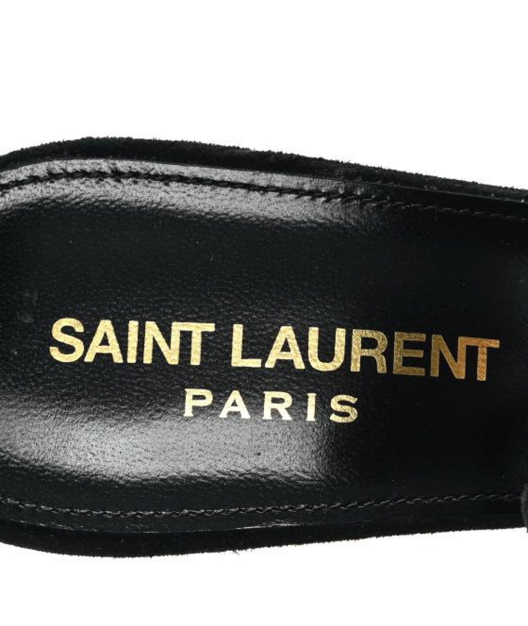 SAINT LAURENT Черные кожаные босоножки, фото 8