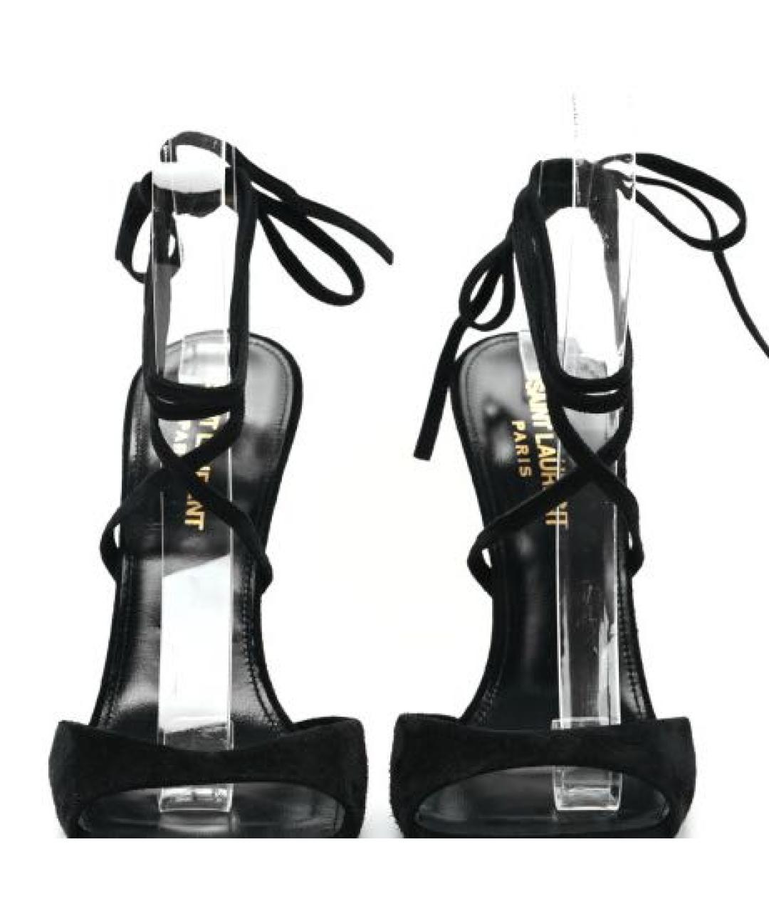 SAINT LAURENT Черные кожаные босоножки, фото 6