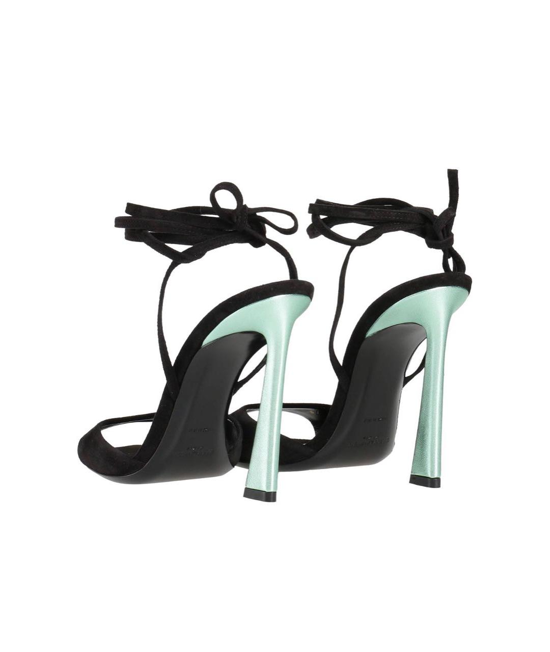 SAINT LAURENT Черные кожаные босоножки, фото 2