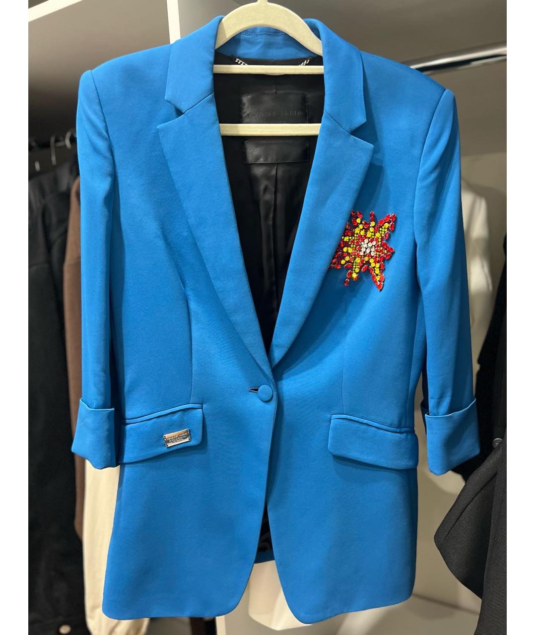 PHILIPP PLEIN Голубой полиэстеровый жакет/пиджак, фото 8
