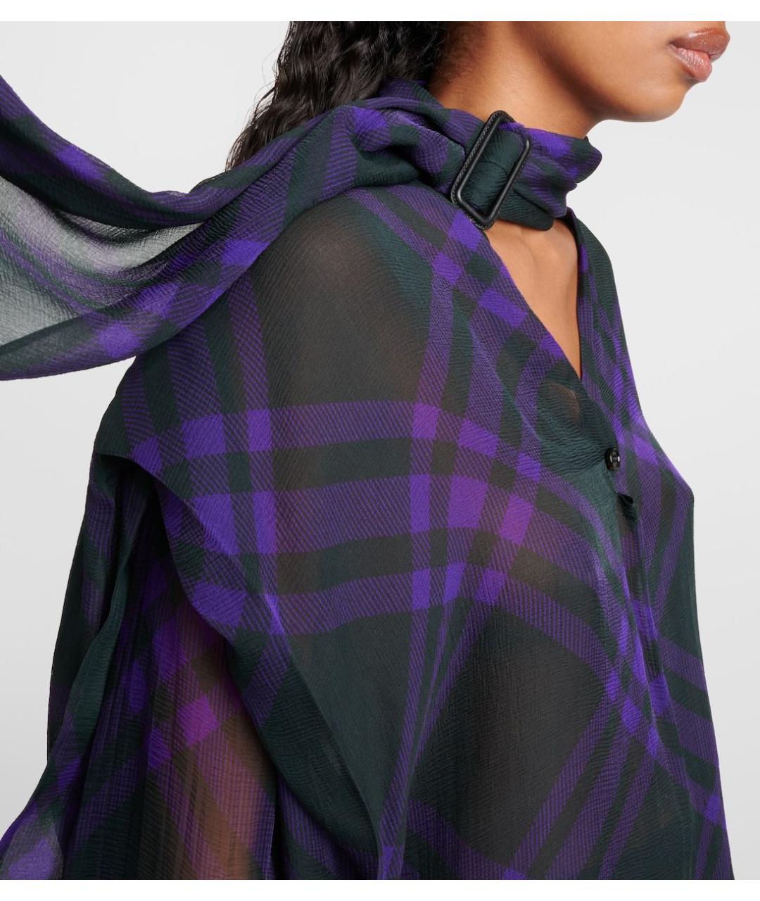BURBERRY Фиолетовая шелковая блузы, фото 5
