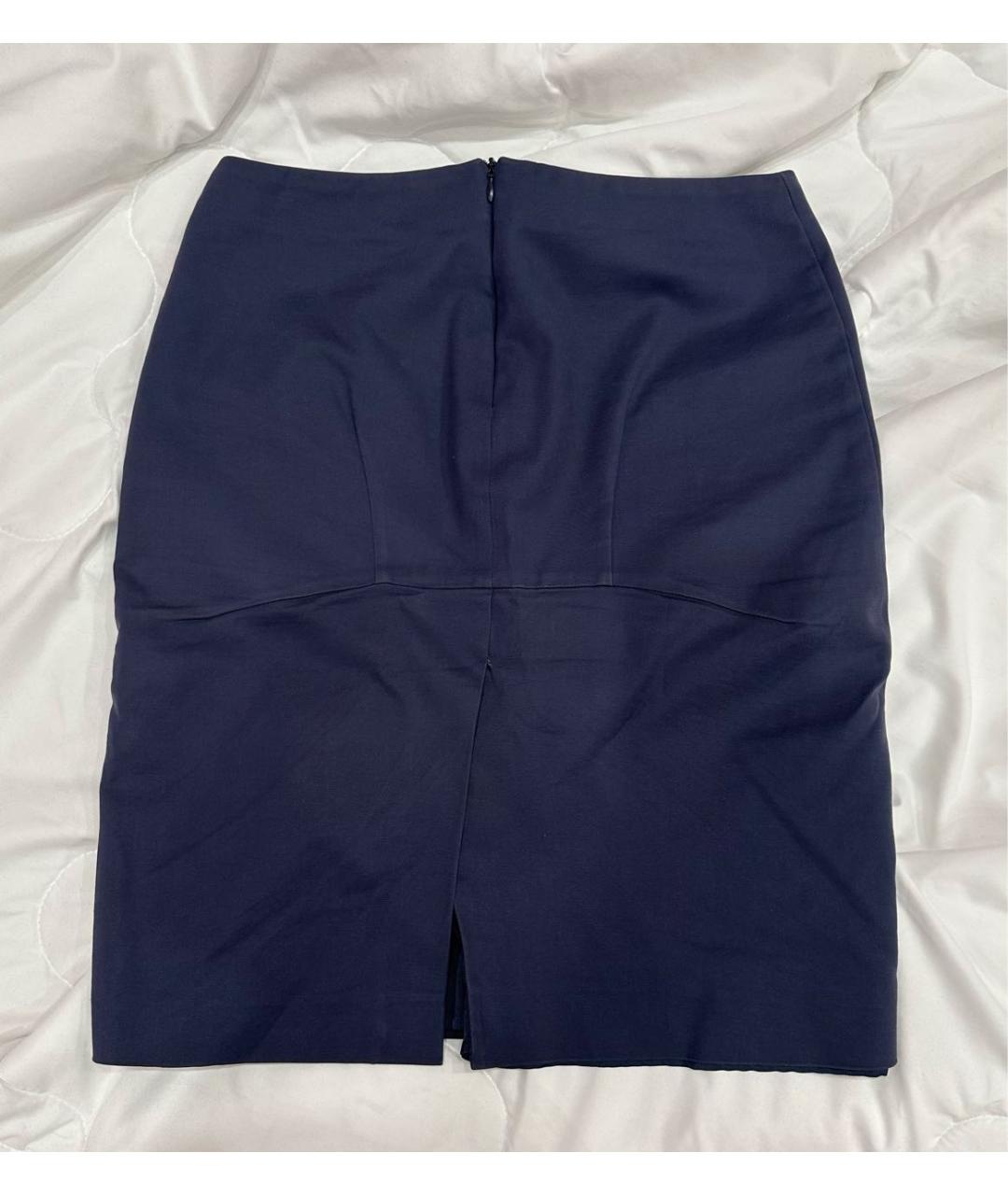 EMPORIO ARMANI Темно-синяя хлопковая юбка миди, фото 2