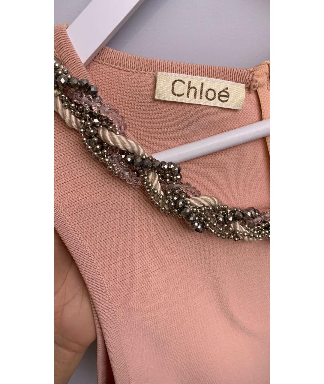 CHLOE Розовое вискозное коктейльное платье, фото 4