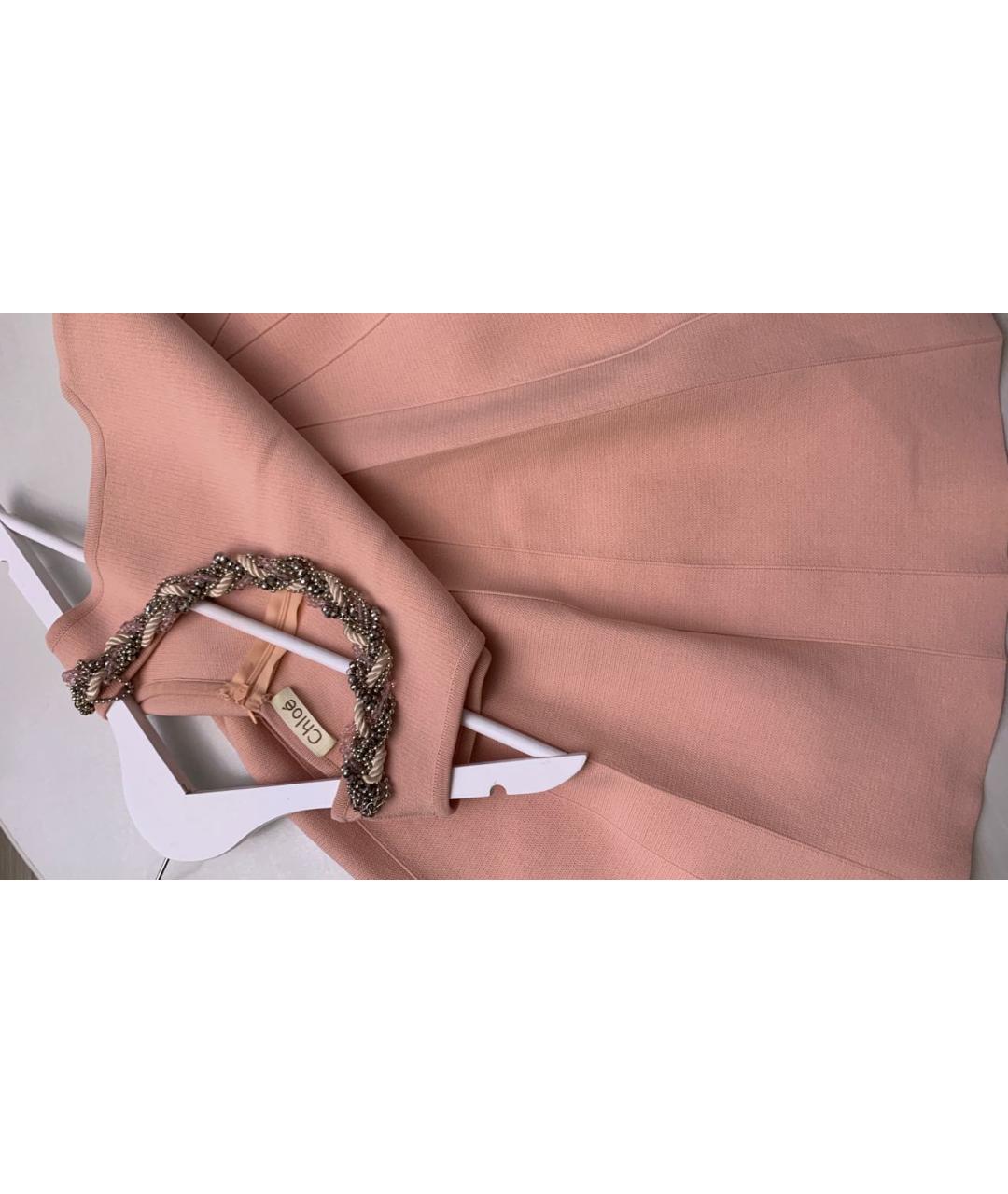 CHLOE Розовое вискозное коктейльное платье, фото 6