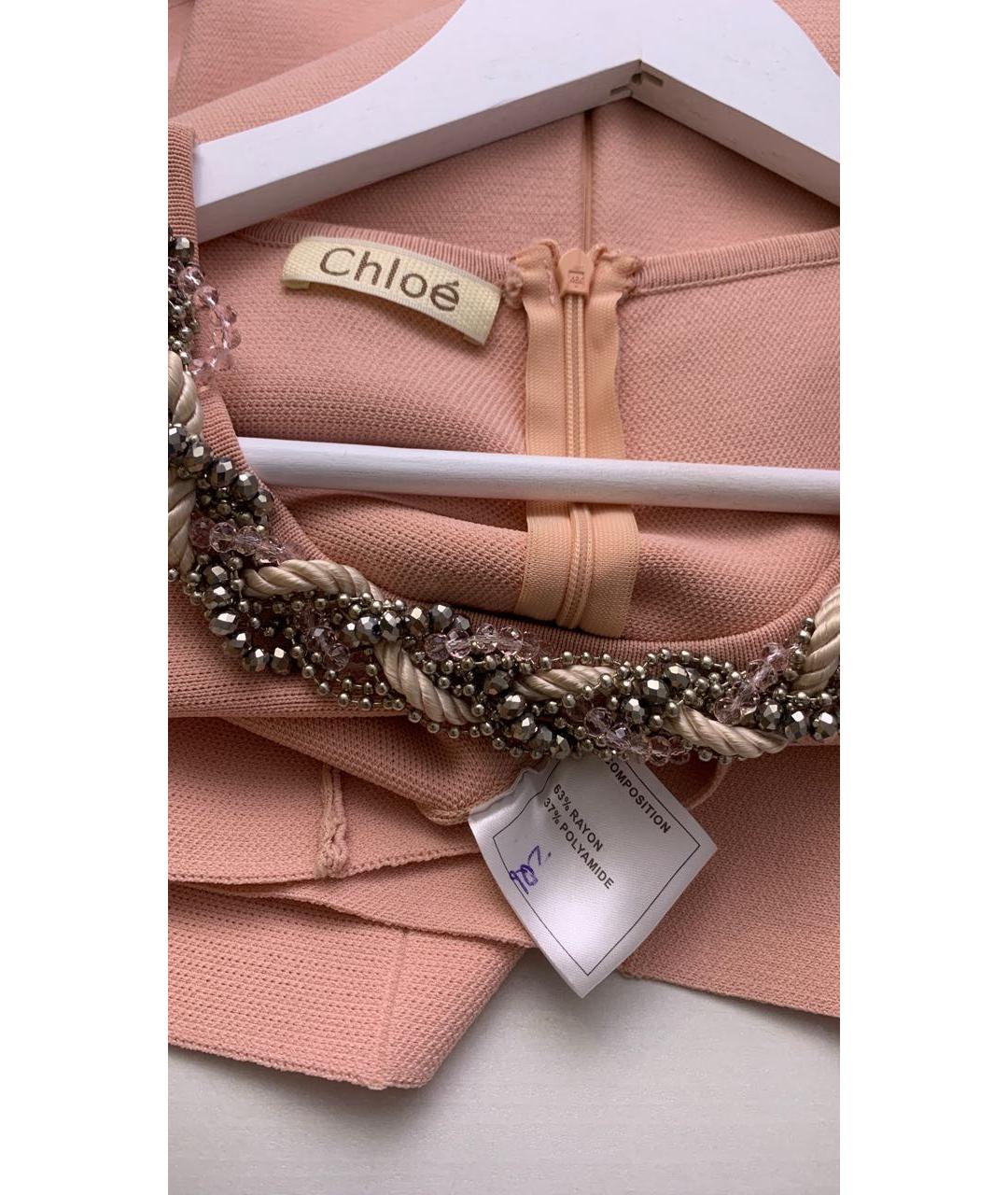 CHLOE Розовое вискозное коктейльное платье, фото 3
