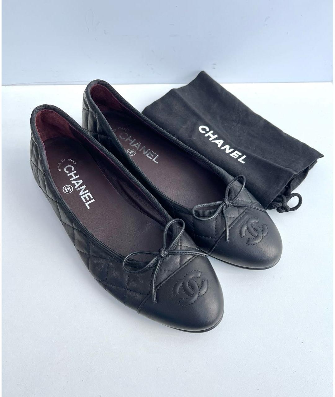 CHANEL Черные кожаные балетки, фото 4