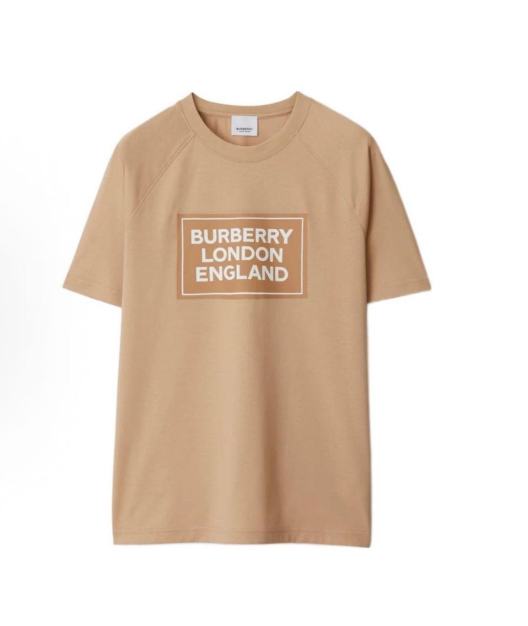 BURBERRY Бежевая хлопковая футболка, фото 1