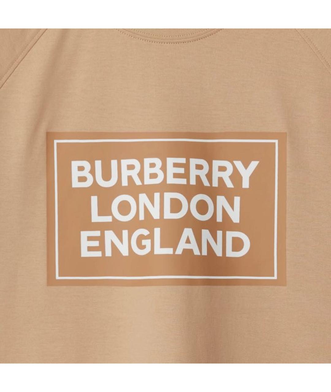 BURBERRY Бежевая хлопковая футболка, фото 4